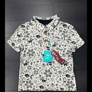 Posh Peanut Black and White Kids Polo